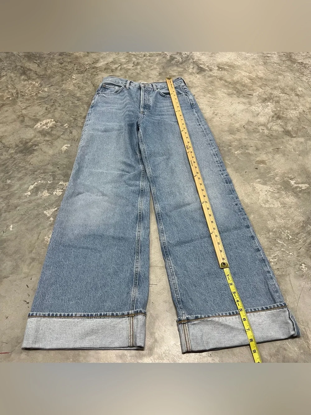 AGOLDE Dame Jean Jeans Womens 25 High Rise Wide Leg Showdown Denim A9159-1141